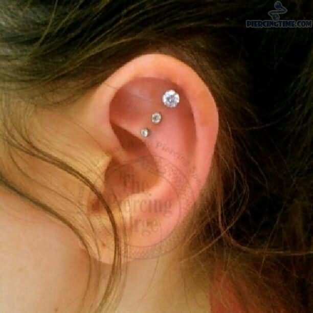 Amazing Triple Outer Conch Piercing