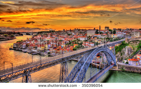 Amazing View Of Dom Luis Bridge And Porto During Sunset