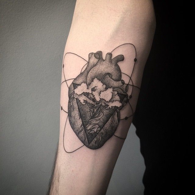 Anatomic Heart Physics Tattoo On Forearm
