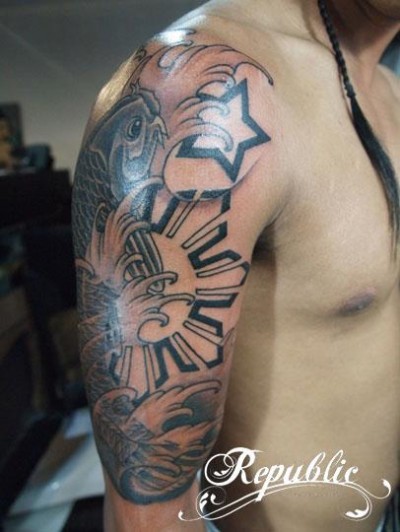 Ancient Filipino Tribal Tattoo On Right Half sleeve