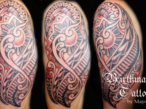 Awesome Filipino Tribal Half Sleeve Tattoo