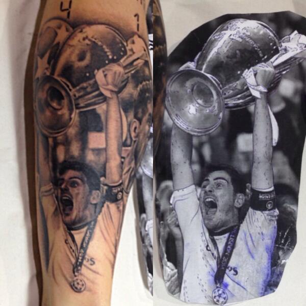 Awesome Portrait Of Real Madrid Player Tattoo