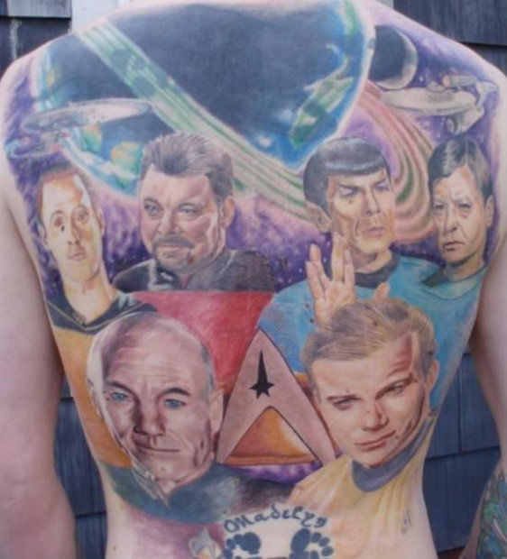 Awesome Star Trek Poster Tattoo On Full Back