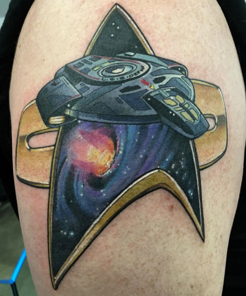 Awesome Star Trek Tattoo On Shoulder by Revolt Tattoos