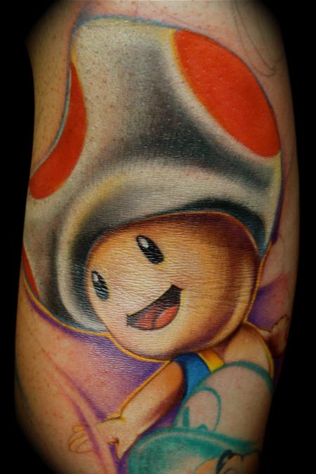 Awesome Toad From Super Mario Bros Tattoo By Mike DeMasi