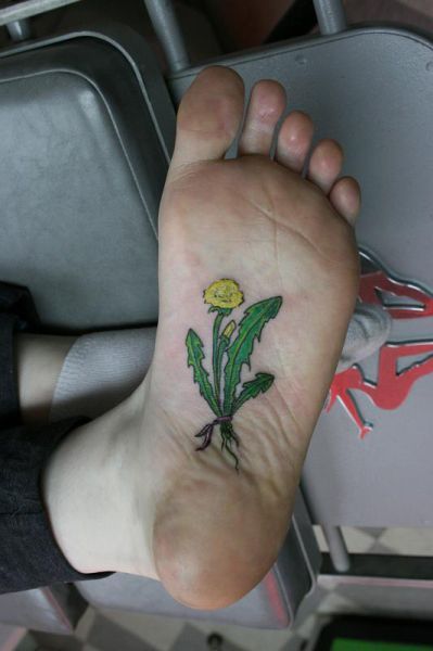 Awful Flower Sole Of Foot Tattoo