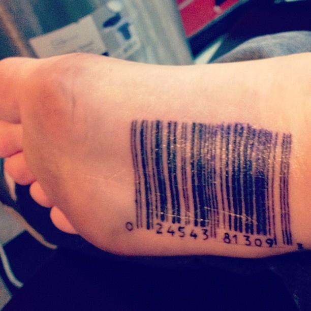 Barcode Tattoo Sole Of Foot Tattoo