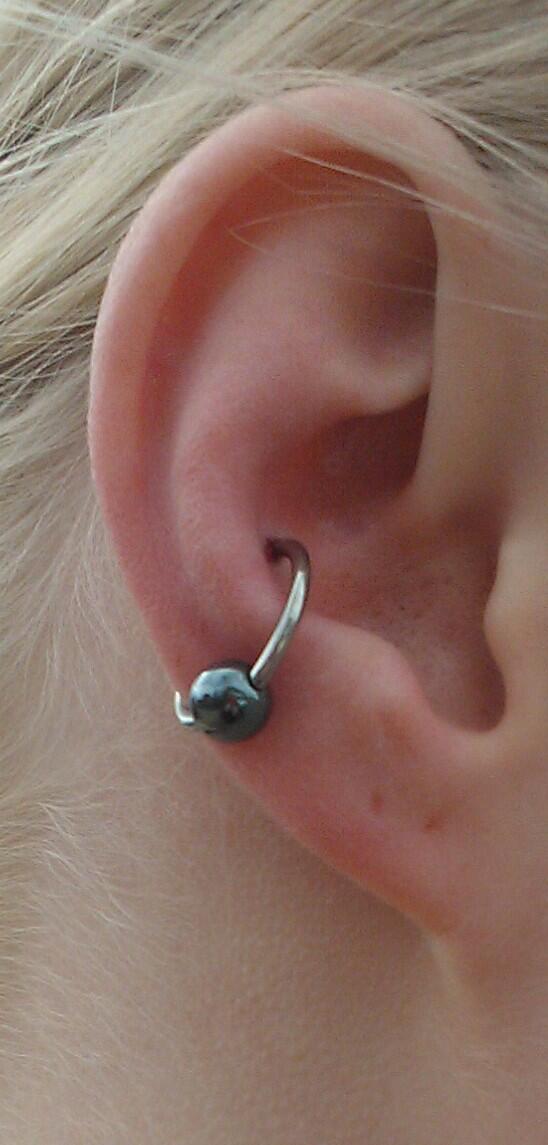 Bead Ring Outer Conch Piercing On Right Ear