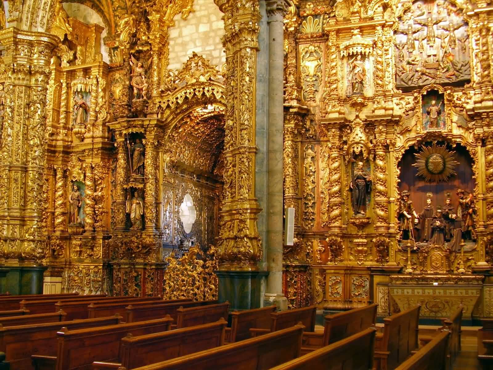 Beautiful Golden Carvings Decoration Inside Church of Sao Francisco