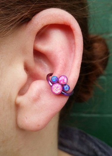 Beautiful Outer Conch Piercing On Girl Left Ear