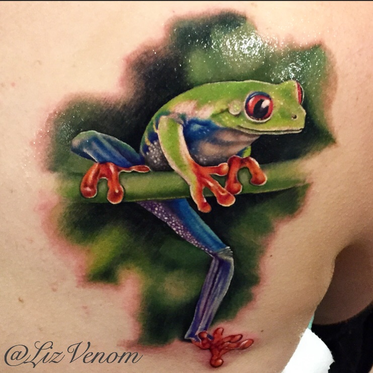 Beautiful Realistic Frog Tattoo By Bombshellfan