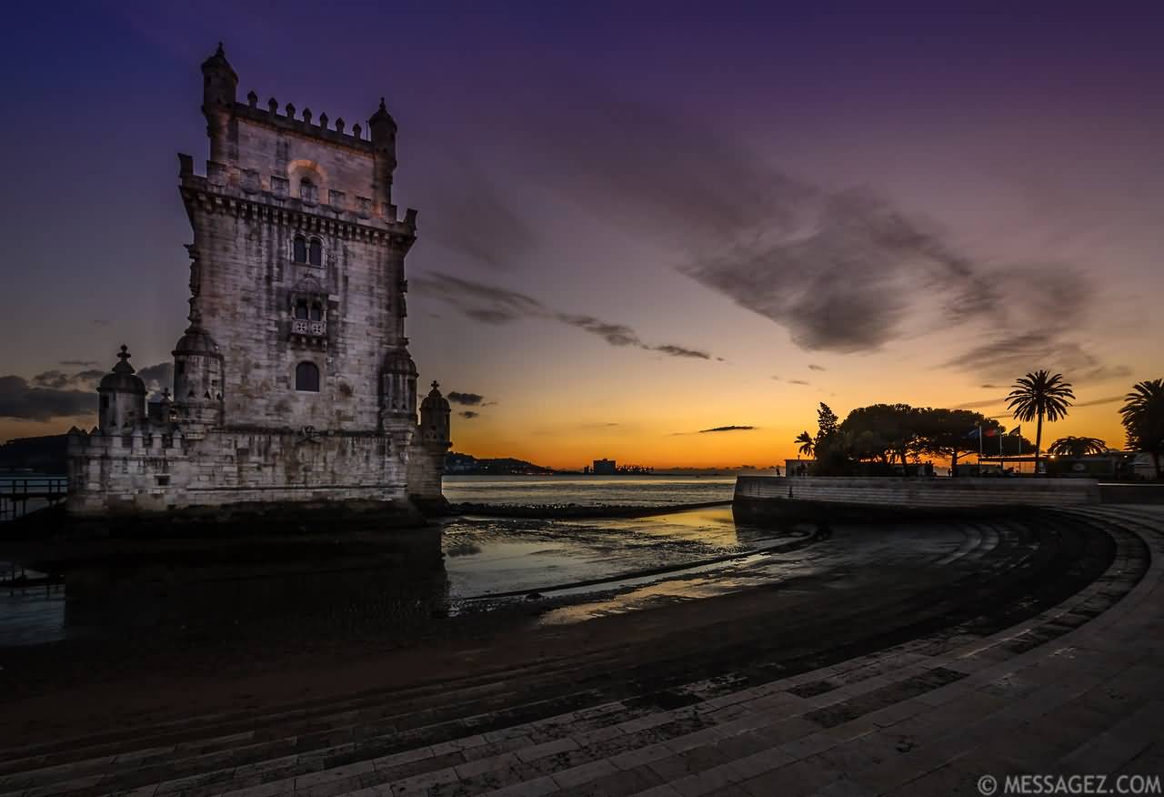 Belem Tower In Lisbon Sunset View