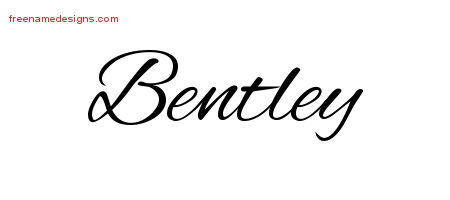 Bentley Cursive Name Tattoo Design