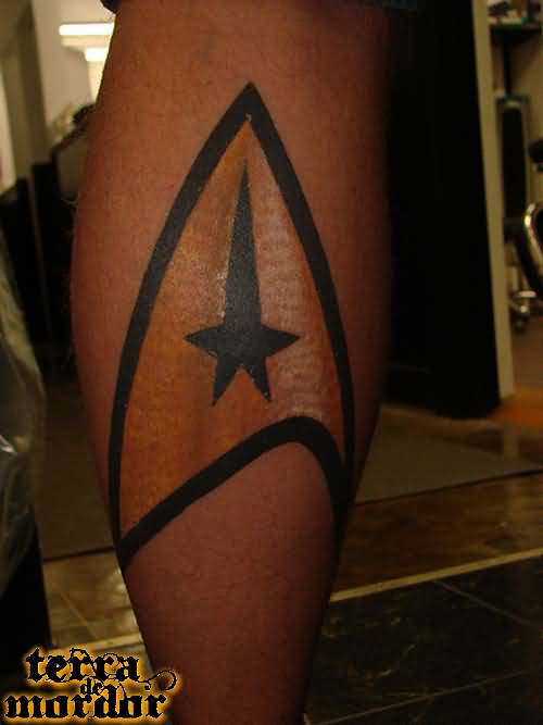 Black And Orange Star Trek Logo Tattoo