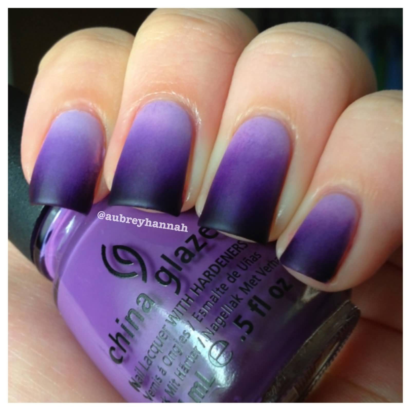 Black And Purple Gradient Nail Art