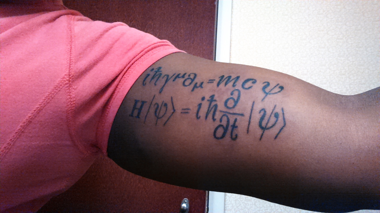Black Dirac Equation Physics Tattoo On Biceps
