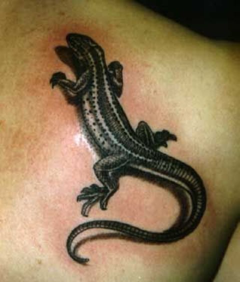 Black Ink 3D Salamander Tattoo