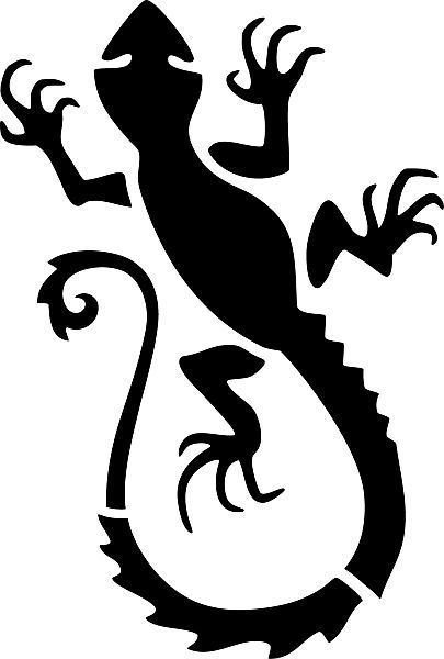Black Salamander Silhouette  Symbol Tattoo Design