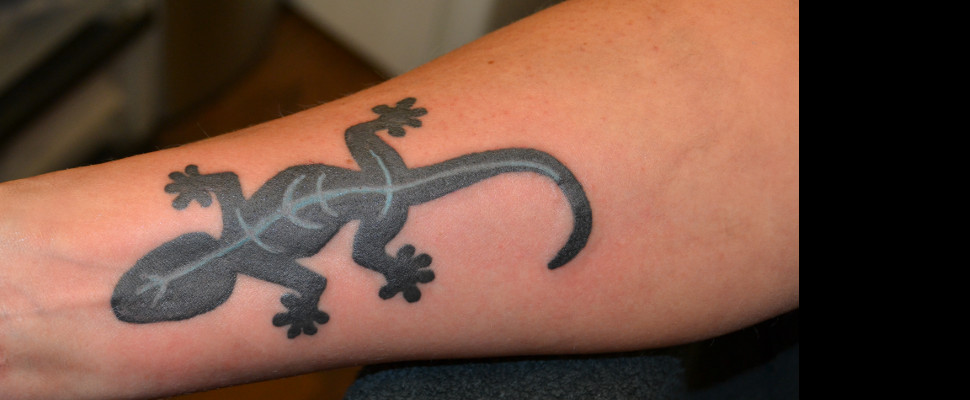 Black Salamander Tattoo On Wrist