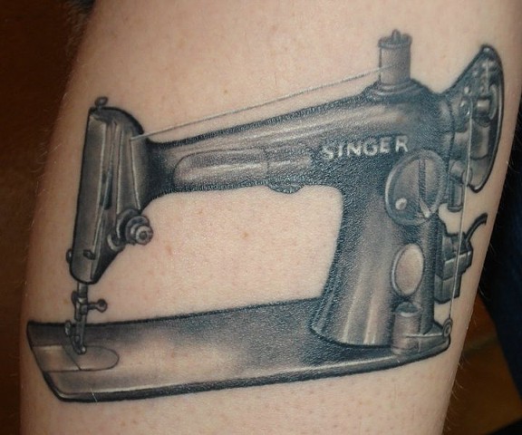 Black Singer Sewing Machine Tattoo By Andrea Daniel