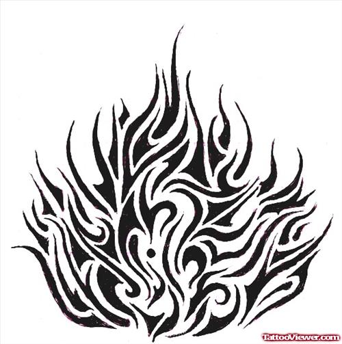 Black Tribal Fire And Flame Tattoo Design