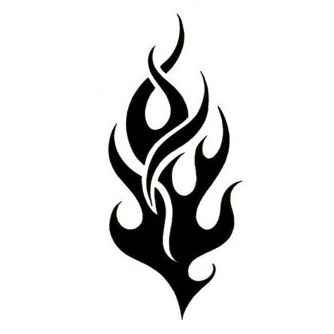 Black Tribal Flame Tattoo Stencil