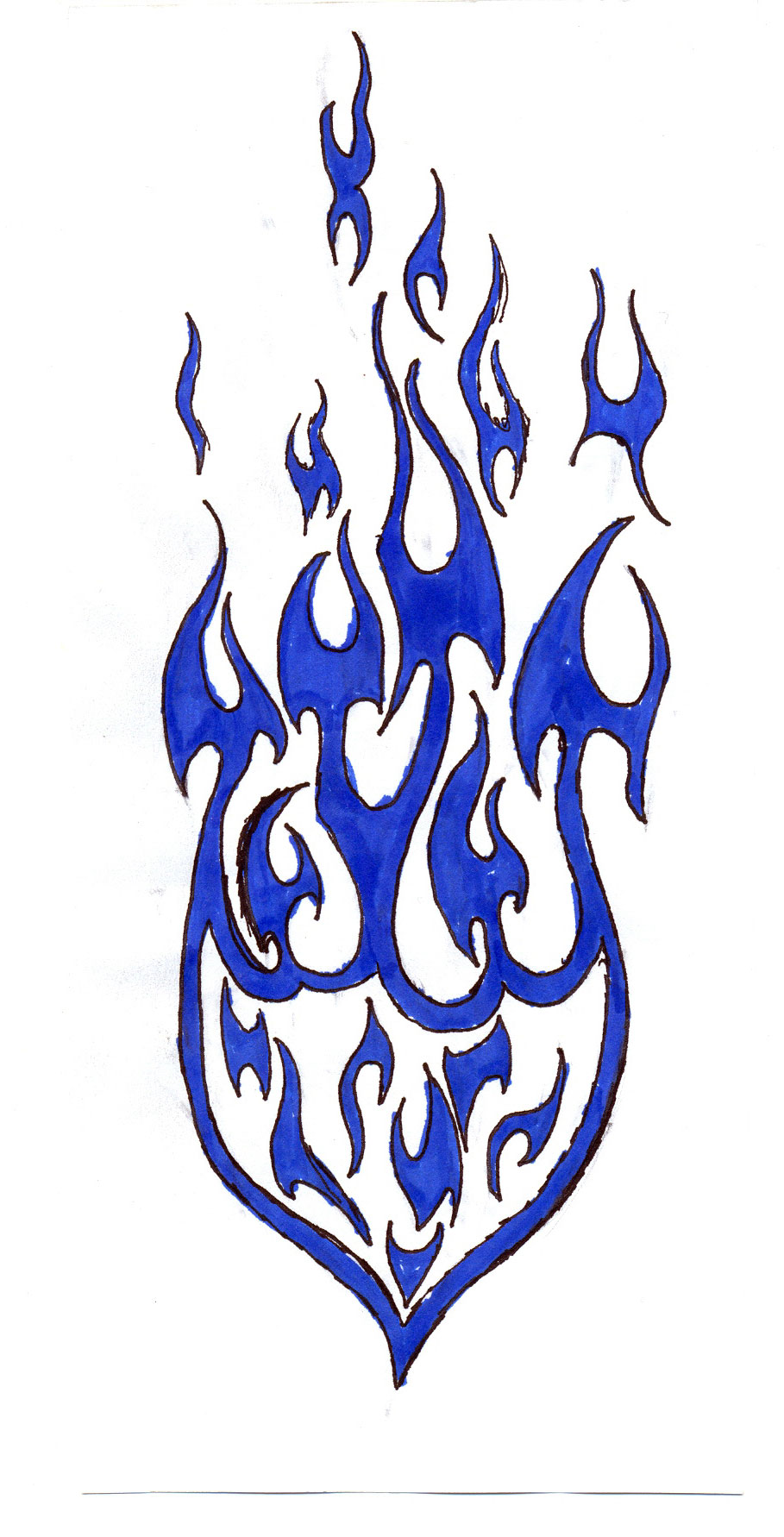 Blue Flame Tribal Tattoo Stencil