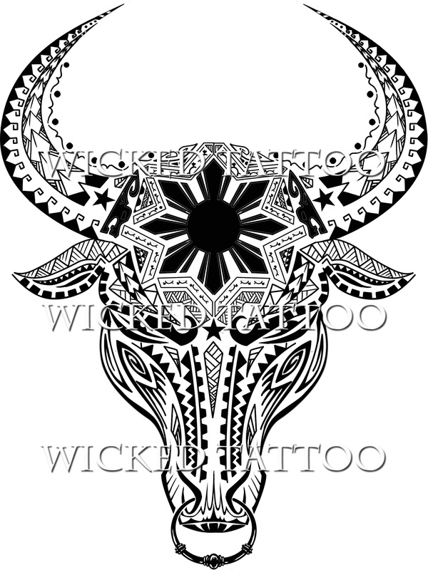 Brilliant Filipino Bull Tattoo Design