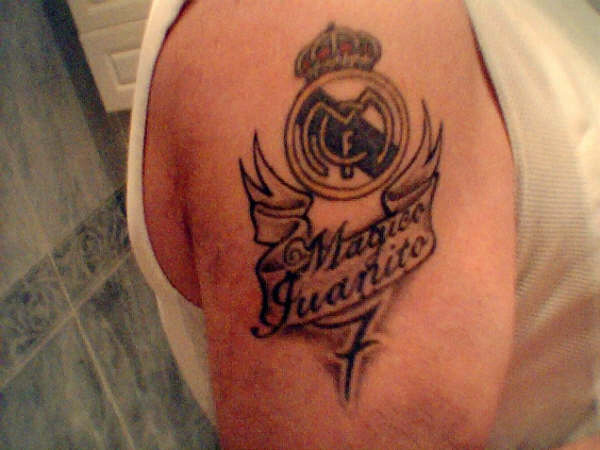 Brilliant Real Madrid Logo Tattoo On Shoulder