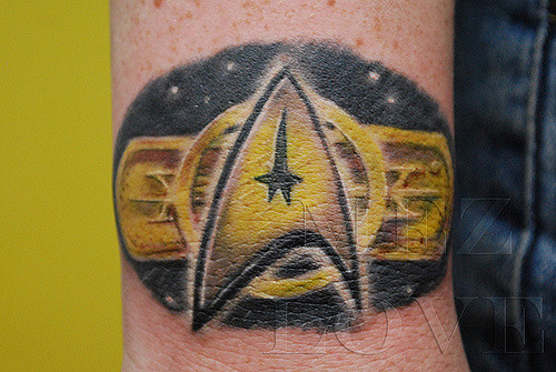 Brilliant Star Trek Insignia Tattoo On Arm