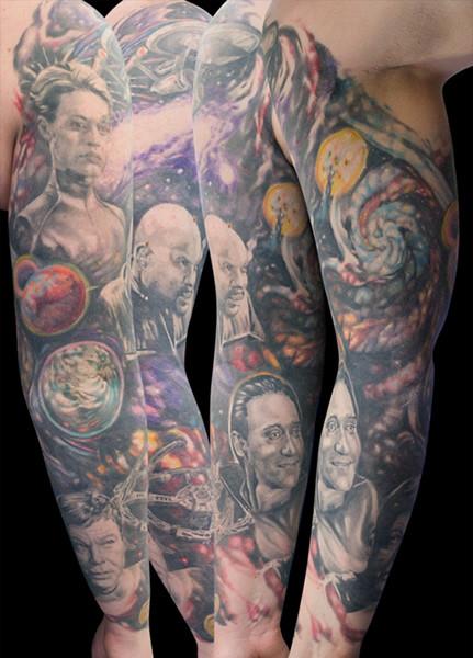 Brilliant Star Trek Tattoo On Half Sleeve
