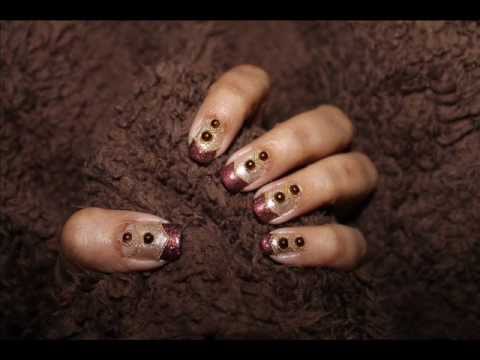 Brown Tip And Caviar Beads Design Nail Art With Tutorial Video
