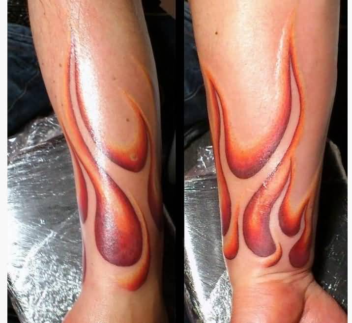 Burning Flame Tattoo On Wrist