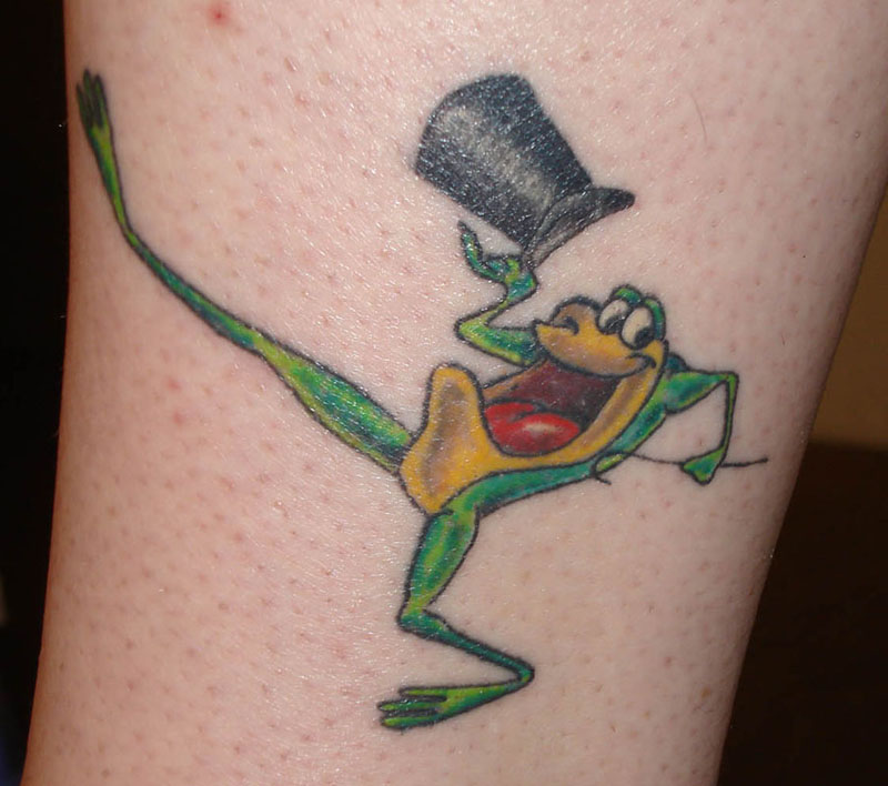 Cartoon Padlock Frog Tattoo