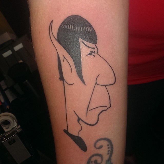 Cartoon Star Trek Spock Tattoo On Forearm