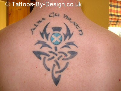 Celtic Scottish Thistle Tattoo On Upper Back