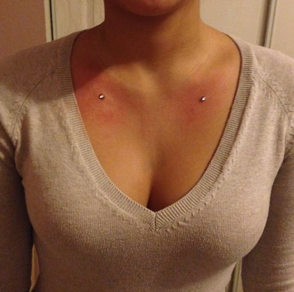 Chest Microdermal Piercing For Young Girls