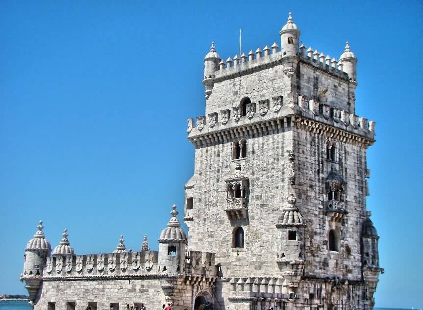 Closeup View Of Belem Tower In Portugal