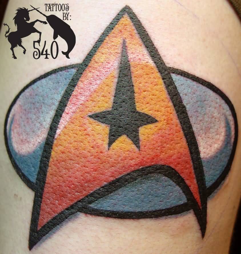 Colored Star Trek Insignia Tattoo By Fiveforty540