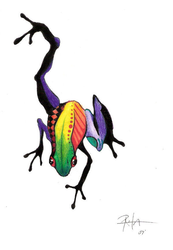 Colorful Frog Tattoo Design By Comatorium22