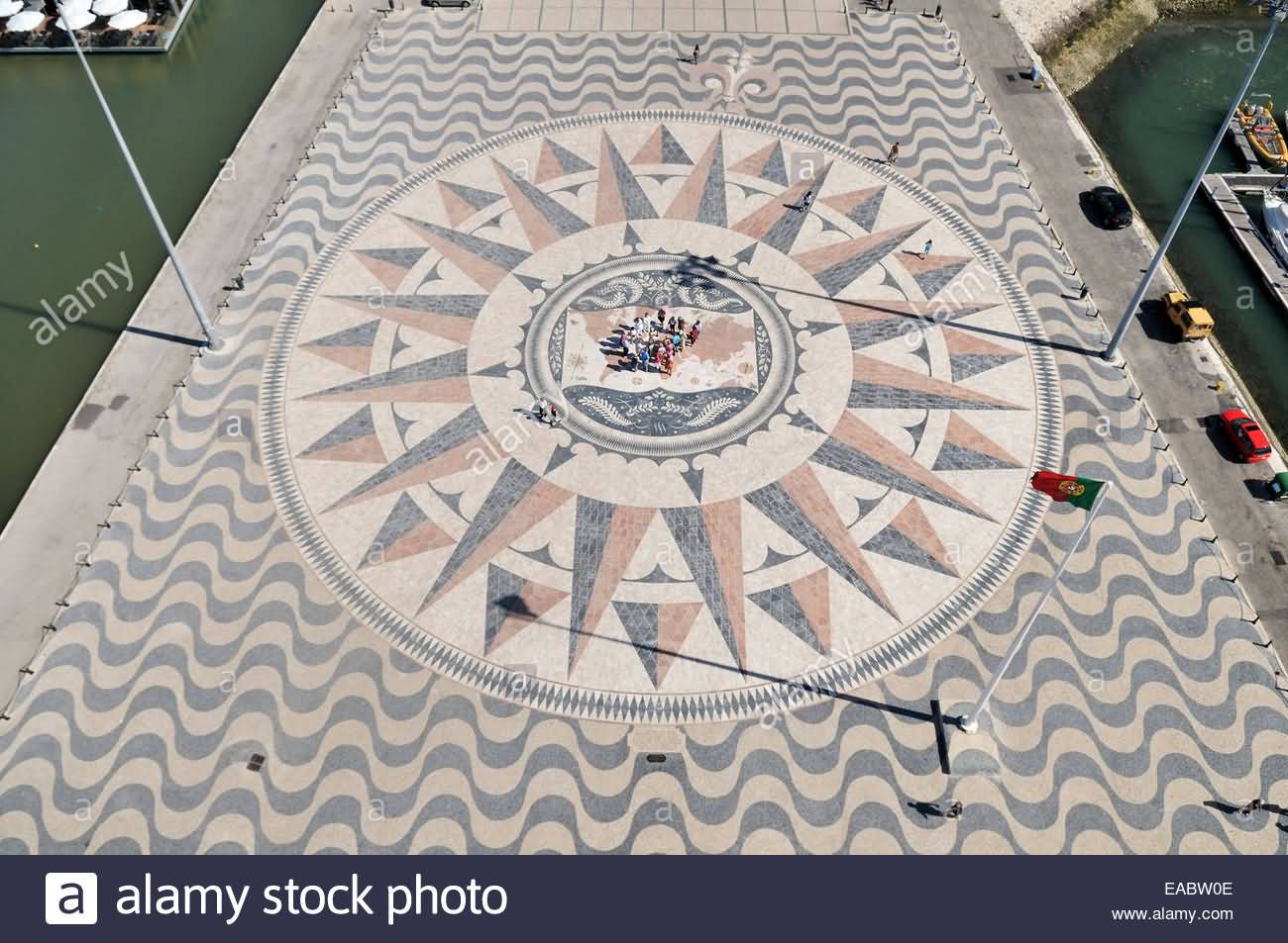 Compass Rose And World Map At The Foot Of The Padrao Dos Descobrimentos