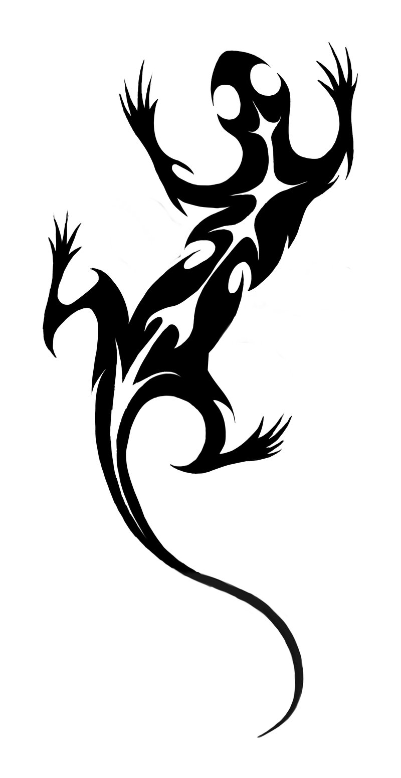 Cool Black Salamander Tattoo Design By PierreFihue