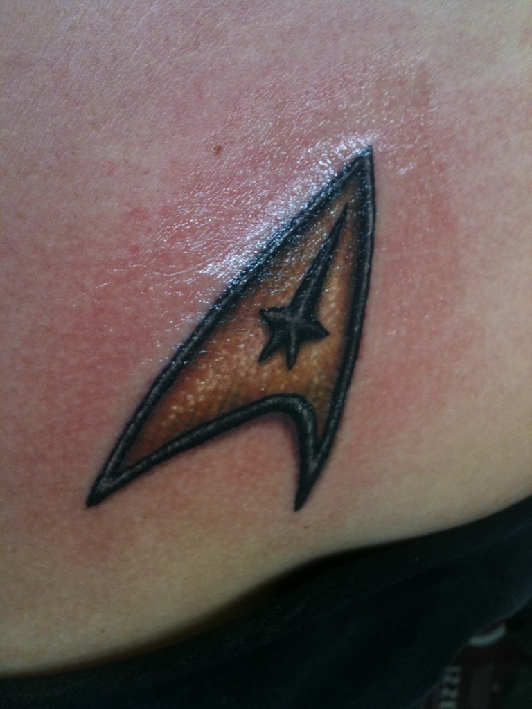 Cool Grey Star Trek Emblem Tattoo