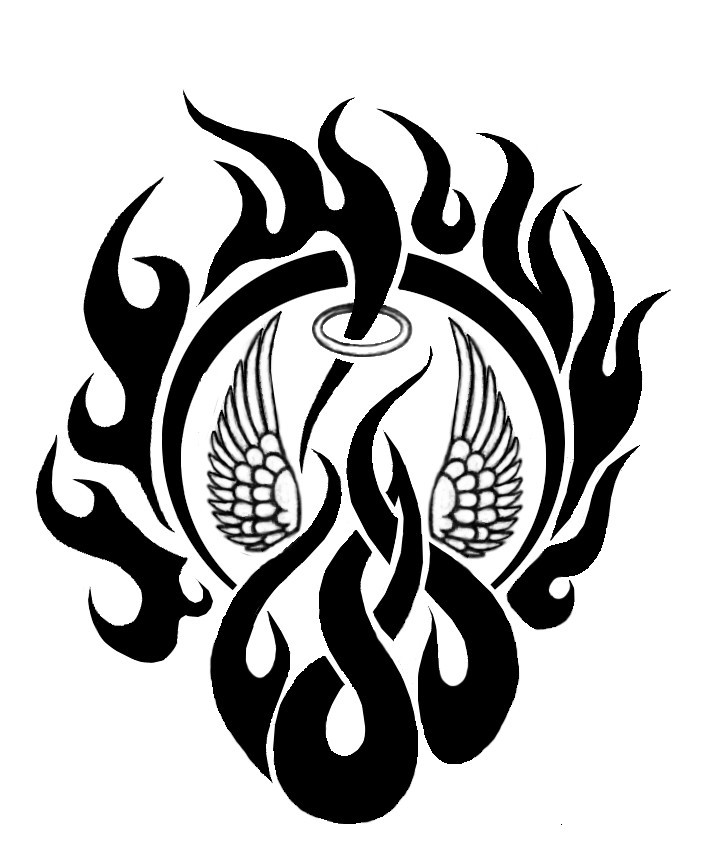 Cool Tribal Flame Tattoo Stencil