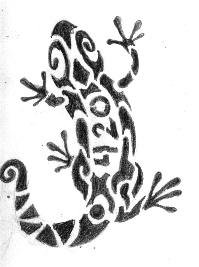 Cool Tribal Salamander Tattoo Drawing