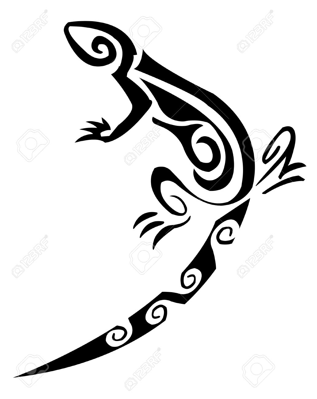 Cool Tribal Salamander Tattoo Stencil