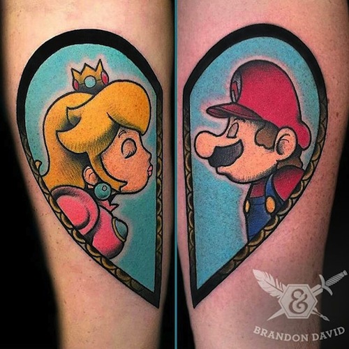 Creative Mario Love Princess Tattoo
