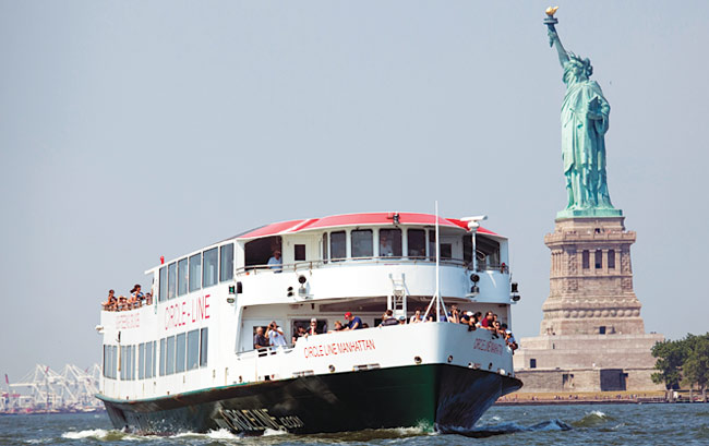 Cruise Passing Near From The Statue Of Liberty