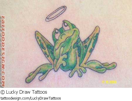 Cute Angel Frog Tattoo By Lucky Draw Tattoos