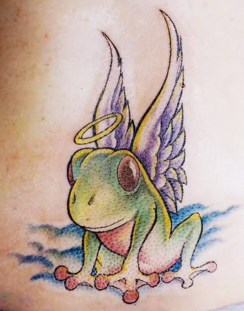 Cute Angel Frog Tattoo